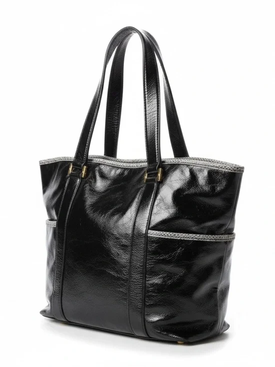 Tory Burch Black Leather Tote with Logo Medallion - Picture 3 of 17